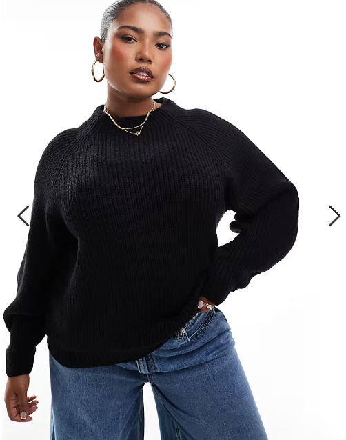 Threadbare Plus high neck jumper in black