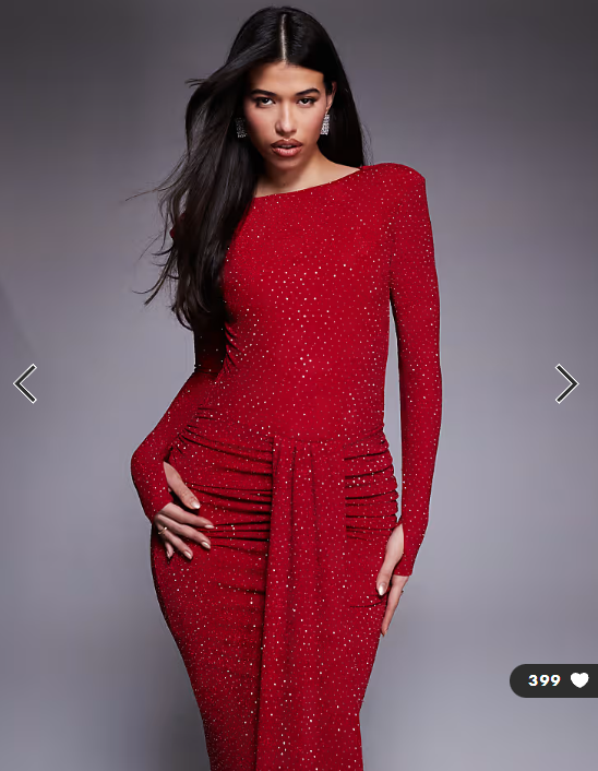 Wanderdoll Nara sculpted hotfix slash neck bodysuit co-ord in red