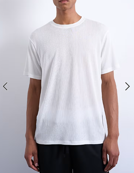 Topman classic fit sheer rib t-shirt in white .