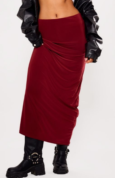 Red Column Maxi Skirt