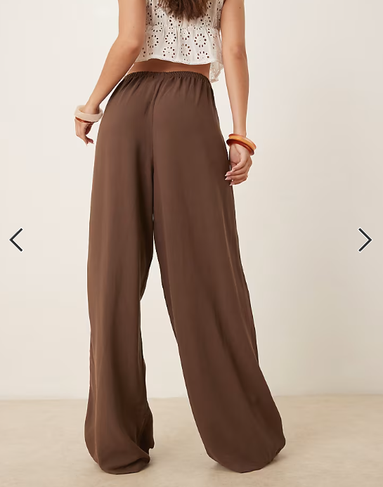 Asos - linen blend pull on trouser in chocolate