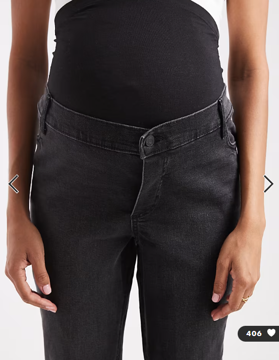 ASOS DESIGN Maternity slim fit comfort mom jeans in washed black