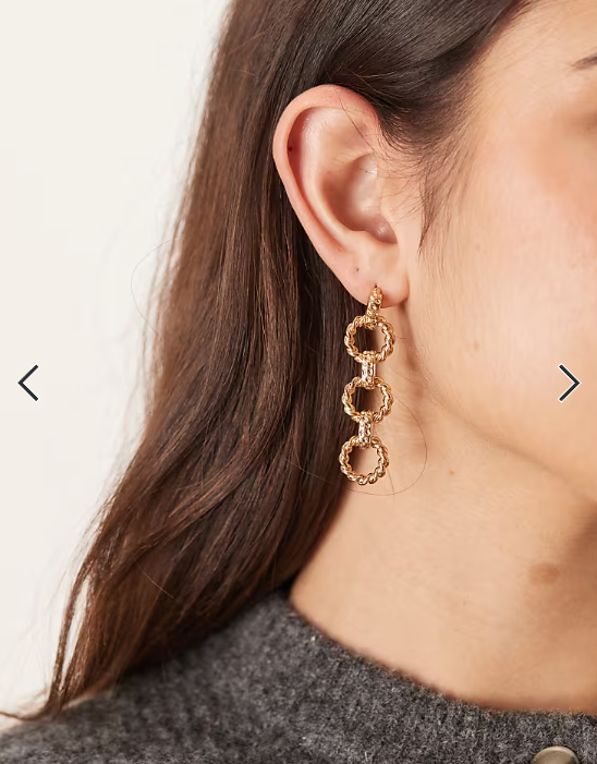 Accessorize triple chain link long drop earrings in gold