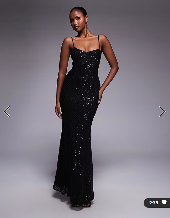 ASOS DESIGN embellished grid sequin lace up back maxi dress in black