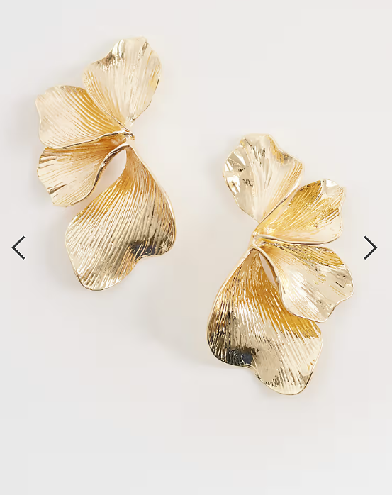 DesignB London statement flower earrings in gold
