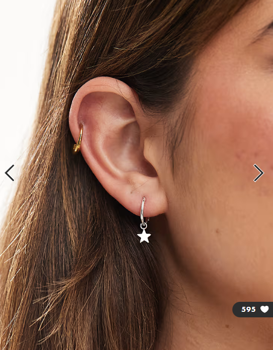 Kingsley Ryan hoop earrings with star charm in sterling silver