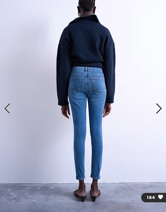 Topshop Jamie high rise skinny jeans in mid blue