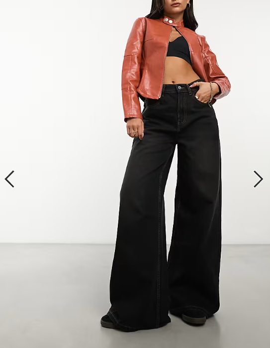 COLLUSION X003 wide leg jeans in washed black - BLACK
