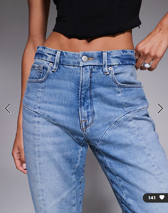 Good American good icon straight jeans in mid blue wash