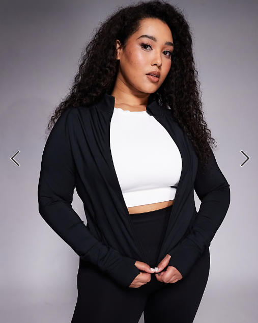 4505 Curve Icon sculpting zip up long sleeve jacket in black