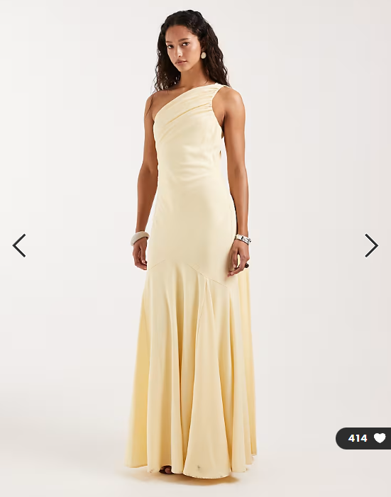 Pretty Lavish Porto matte satin one shoulder scarf neck maxi dress in lemon