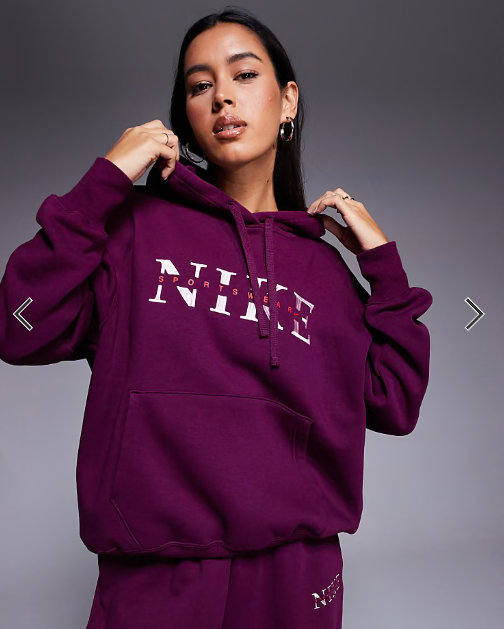 Nike Gym Life Swoosh graphic oversized hoodie in burgundy
