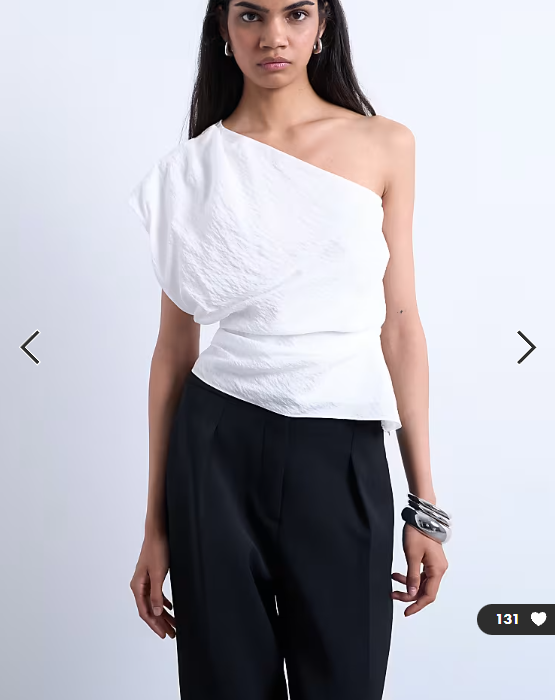 Topshop one shoulder top in white