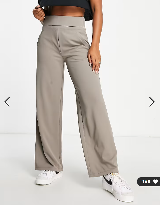 JDY wide leg tailored trousers in mushroom