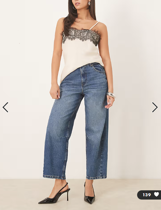 ASOS DESIGN ankle grazer barrel jean with cinch in midwash