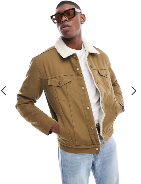 Levi's Type 3 sherpa canvas trucker jacket in tan