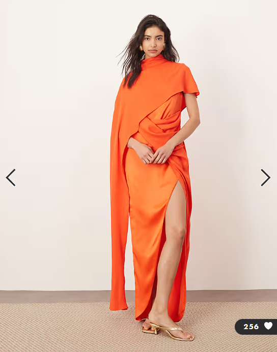 ARRANGE asymmetric caped maxi dress in red