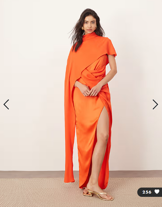ARRANGE asymmetric caped maxi dress in red