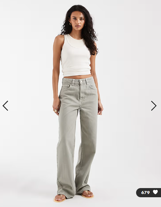 ASOS DESIGN wide leg dad jean in khaki