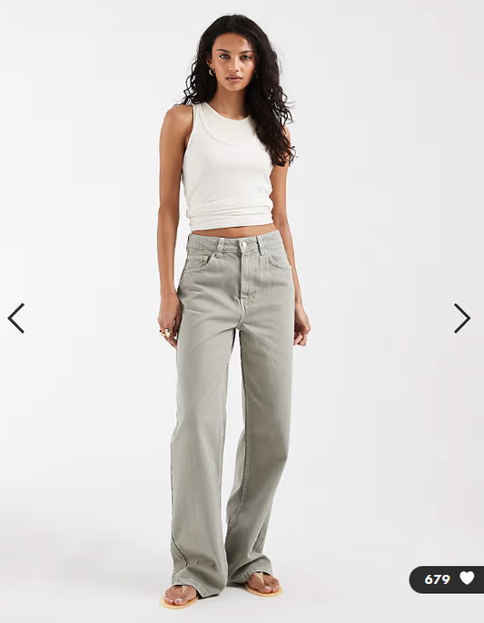 ASOS DESIGN wide leg dad jean in khaki