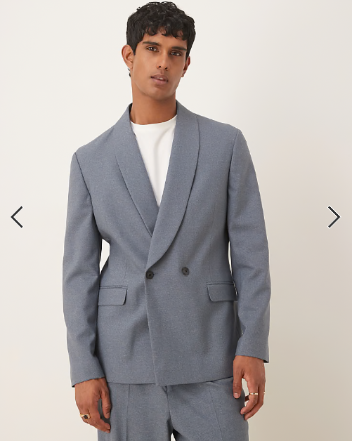 ASOS DESIGN double breasted shawl regular suit jacket in blue