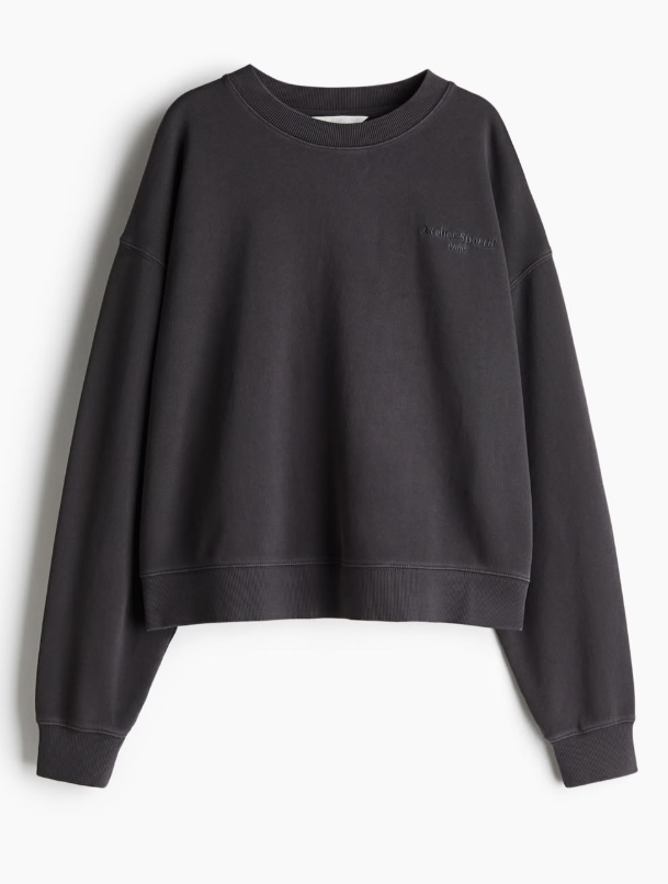 H&M - SWEATSHIRT WITH TEXT MOTIF- Dark Grey