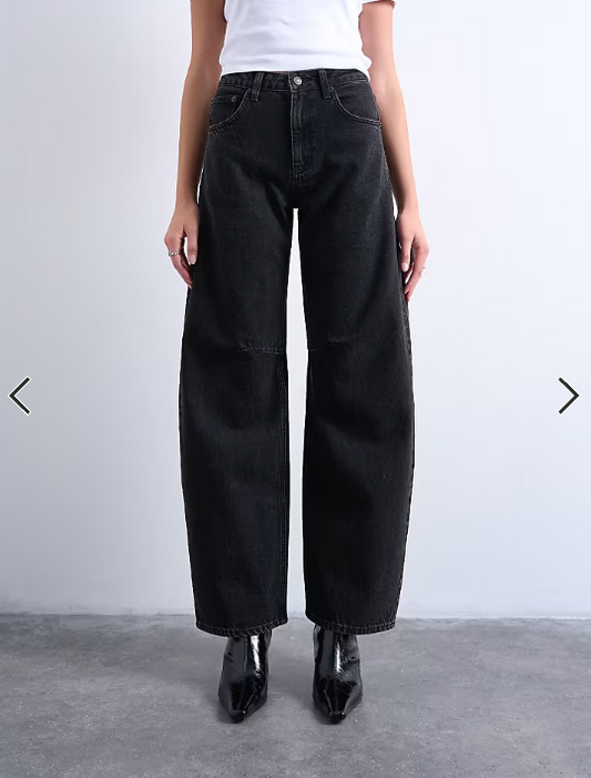 Topshop Barrel mid rise jean in washed black