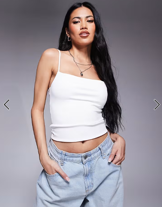 ASOS DESIGN Sculpting cropped cami top in white