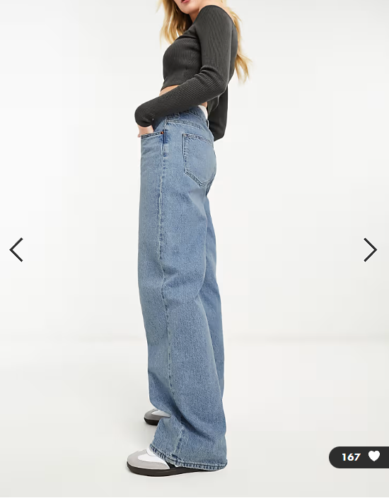 ASOS DESIGN wide leg dad jeans in mid blue