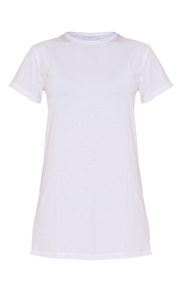 Basic White Short Sleeve T Shirt Dress