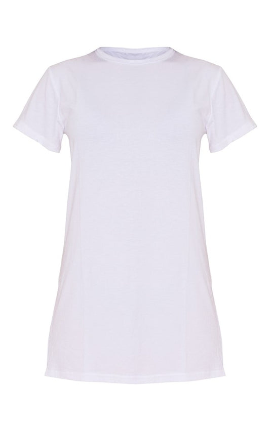 Basic White Short Sleeve T Shirt Dress