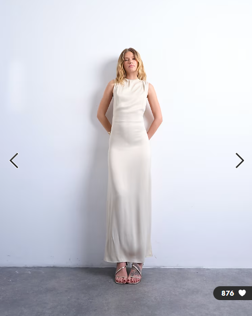 Topshop low armhole maxi occasion dress in oyster