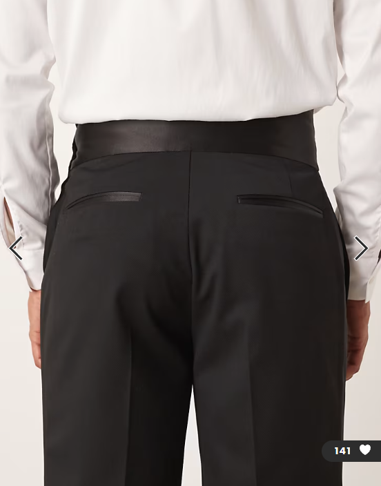 ASOS DESIGN straight tuxedo suit pants with cummerbund waistband in black
