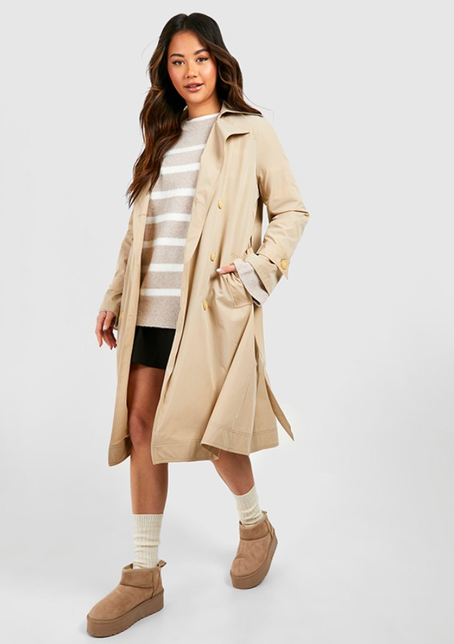 boohoo Belted Trench Coat