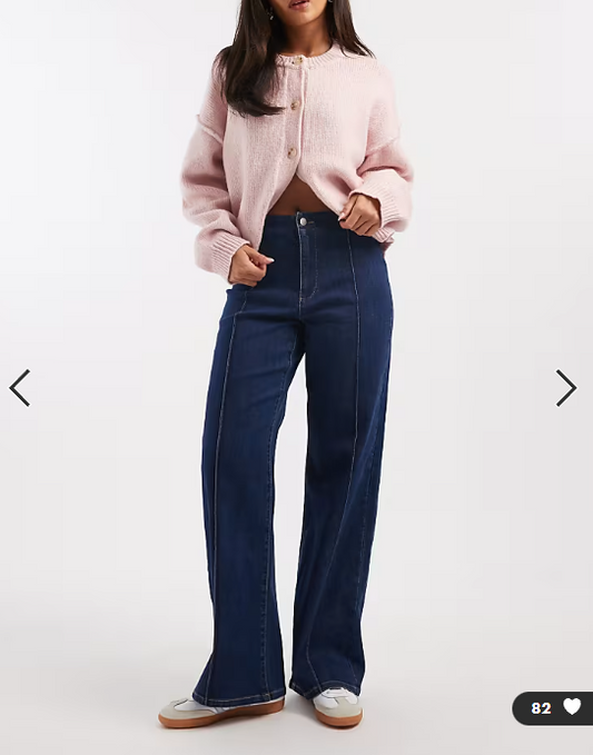 ONLY Becky high waist front seam jeans in dark blue denim