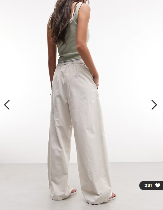 Weekday barrel parachute pants in off-white