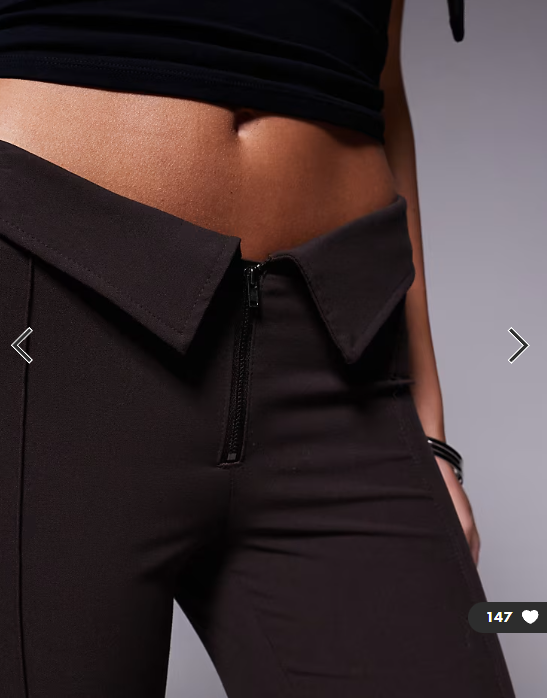 Monki bengaline flared tailored trousers in chocolate brown