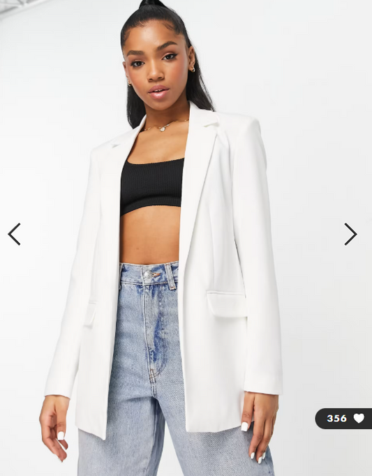 Pieces tailored oversized blazer in white