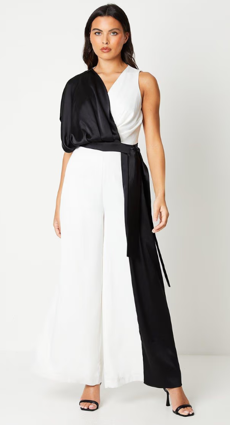 Coast - Colour Block Wrap Waist Satin Jumpsuit