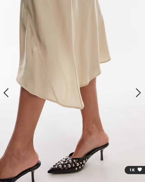 Weekday asymmetric satin skirt in beige