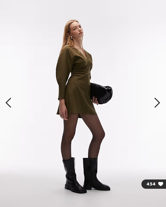 ASOS DESIGN v-neck ruched bengaline mini dress in black
