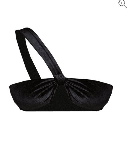 PLUS BLACK VELVET ASYMMETRIC STRAP BANDEAU TOP
