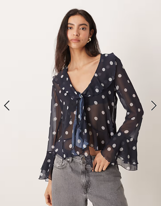 ASOS DESIGN sheer ruffle detail blouse