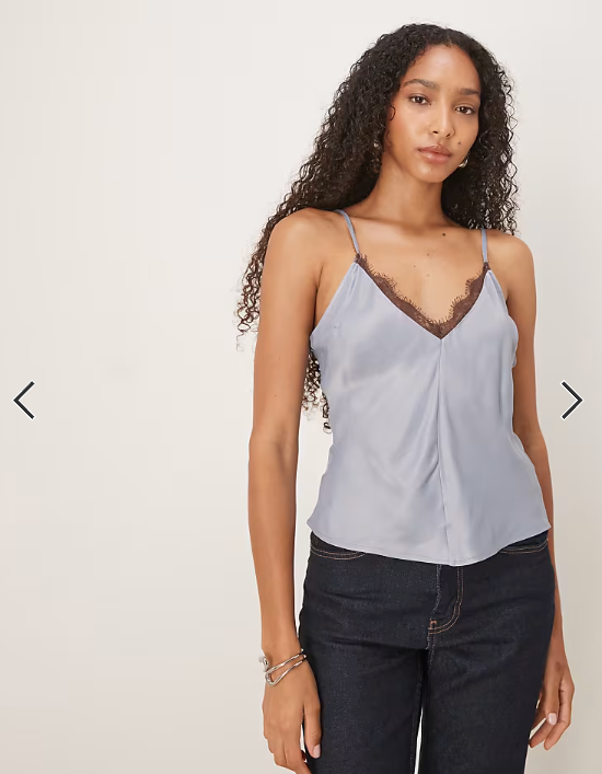 ASOS DESIGN lace trim cami in blue