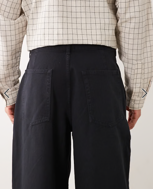 ASOS DESIGN barrel pants in black with pleats