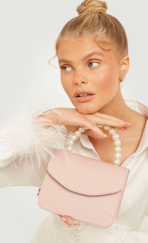 Boohoo Pearl Handle Grab Bag - blush
