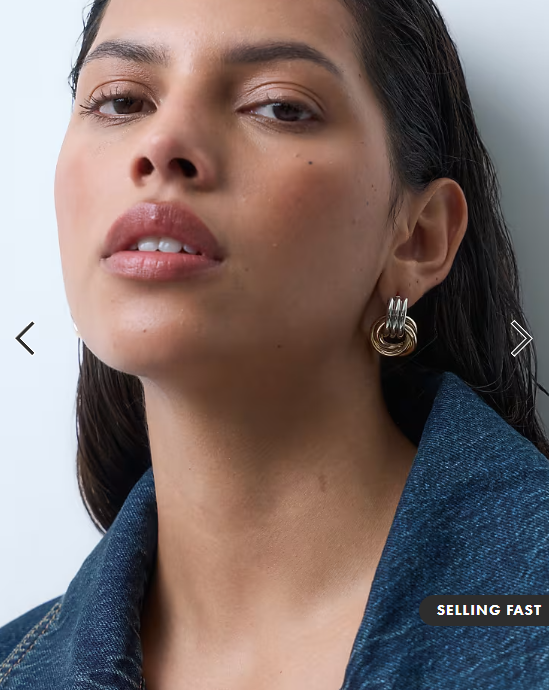 ASOS DESIGN stud door-knocker earrings in mixed silver and gold tone