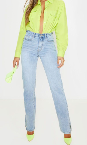 Light Wash Split Hem Jeans