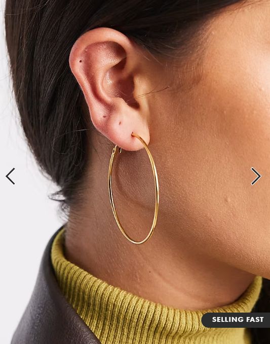ASOS DESIGN waterproof stainless steel basic hoop earrings in gold tone
