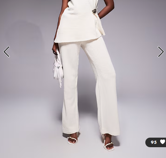 River Island textured wide leg trouser co-ord in cream